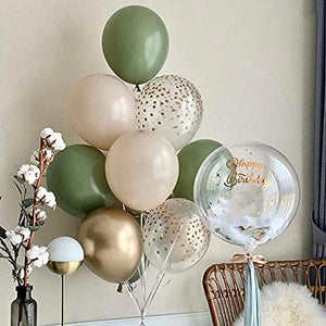 127PCS Olive Green Balloon Garland Arch Kit White Gold Confetti Balloons Retro Green Balloons for Baby Shower - Decotree.co Online Shop