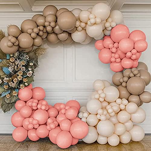 127pcs Party Balloons Arch kit Brown Blush Peach Pastel Party Balloons Wedding Baby Show Girl Boy Birthday Decorations - Decotree.co Online Shop