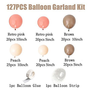 127pcs Party Balloons Arch kit Brown Blush Peach Pastel Party Balloons Wedding Baby Show Girl Boy Birthday Decorations - Decotree.co Online Shop