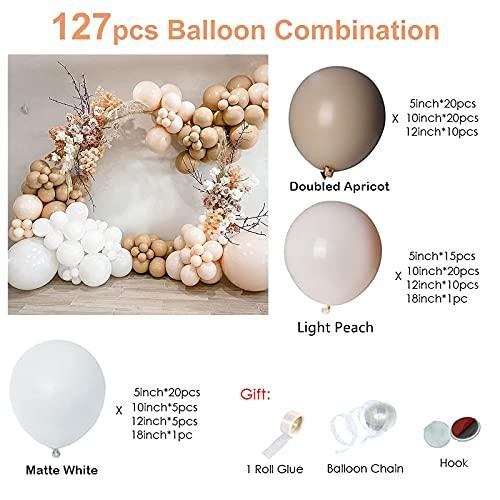 127pcs Party Balloons Arch Kit Cream Peach White Pastel Party Balloons Wedding Baby Show Girls' Birthday Decoration (127PCS- Cream) - Decotree.co Online Shop