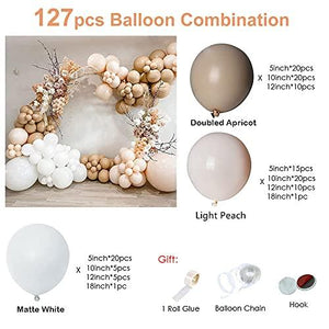 127pcs Party Balloons Arch Kit Cream Peach White Pastel Party Balloons Wedding Baby Show Girls' Birthday Decoration (127PCS- Cream) - Decotree.co Online Shop