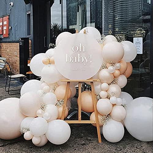 127pcs Party Balloons Arch Kit Cream Peach White Pastel Party Balloons Wedding Baby Show Girls' Birthday Decoration (127PCS- Cream) - Decotree.co Online Shop