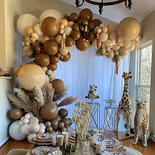 129pcs Party Balloons Arch kit Brown Peach Neutral Party Balloons Wedding Graduation Baby Birthday Decoration (129PCS- Teddy Brown) - Decotree.co Online Shop