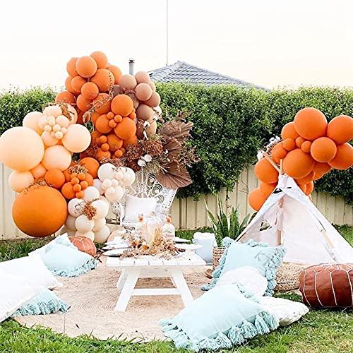 132 pcs Party Balloon Arch kit Orange and Peach Brown Balloons Baby Show Birthday Balloon Graduation Party Backdrop (132PCS- Orange) - Decotree.co Online Shop