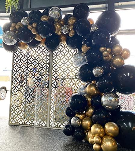 136Pcs DIY Gold and Black Balloons Garland Kits with 18/10/5/Inch Metallic Chrome Balloons for Birthday Party Celebration - Decotree.co Online Shop