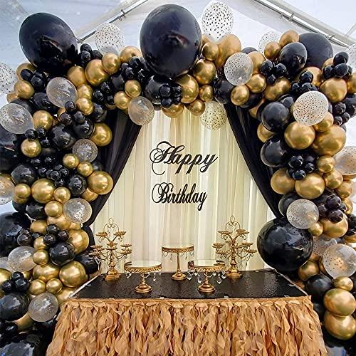 136Pcs DIY Gold and Black Balloons Garland Kits with 18/10/5/Inch Metallic Chrome Balloons for Birthday Party Celebration - Decotree.co Online Shop