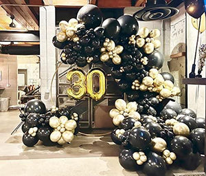 136Pcs DIY Gold and Black Balloons Garland Kits with 18/10/5/Inch Metallic Chrome Balloons for Birthday Party Celebration - Decotree.co Online Shop