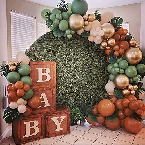 137pcs Party Balloons Arch kit Brown Green Gold Artificial Palm Leaves Baby Show Birthday Party Balloons Decoration - Decotree.co Online Shop