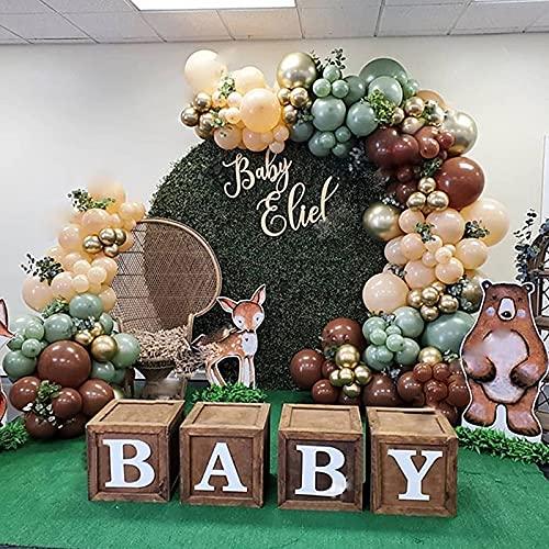 137pcs Party Balloons Arch kit Brown Green Gold Artificial Palm Leaves Baby Show Birthday Party Balloons Decoration - Decotree.co Online Shop