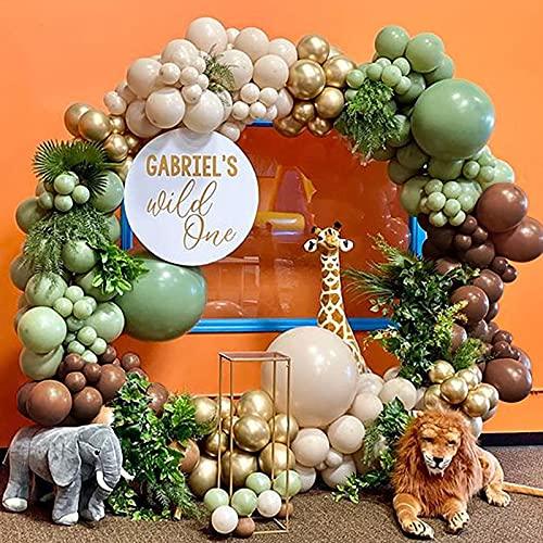 137pcs Party Balloons Arch kit Brown Green Gold Artificial Palm Leaves Baby Show Birthday Party Balloons Decoration - Decotree.co Online Shop