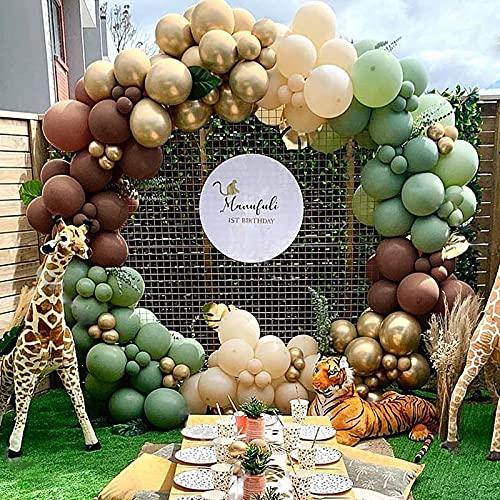 137pcs Party Balloons Arch kit Brown Green Gold Artificial Palm Leaves Baby Show Birthday Party Balloons Decoration - Decotree.co Online Shop