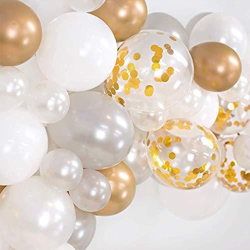 138Pcs Party Balloons Decoration Set, Gold Confetti & Silver & White & Transparent Balloons Garland for Bridal & Baby Shower, Wedding, Birthday - Decotree.co Online Shop