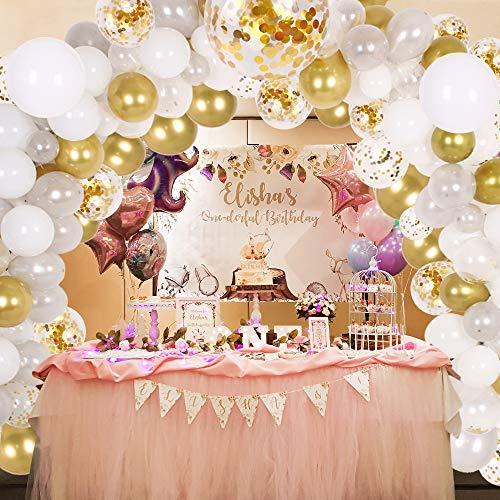 138Pcs Party Balloons Decoration Set, Gold Confetti & Silver & White & Transparent Balloons Garland for Bridal & Baby Shower, Wedding, Birthday - Decotree.co Online Shop