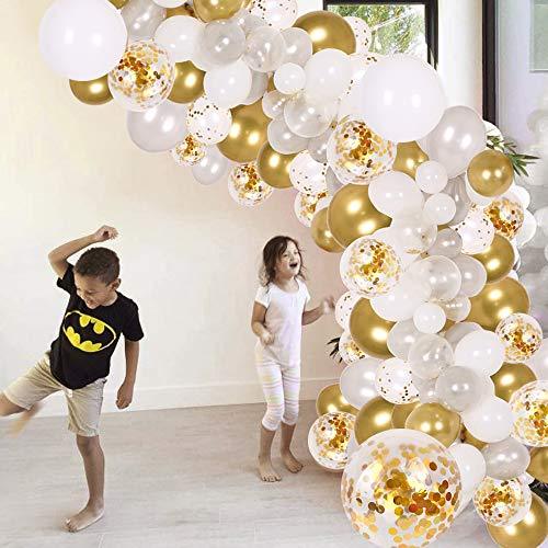 138Pcs Party Balloons Decoration Set, Gold Confetti & Silver & White & Transparent Balloons Garland for Bridal & Baby Shower, Wedding, Birthday - Decotree.co Online Shop