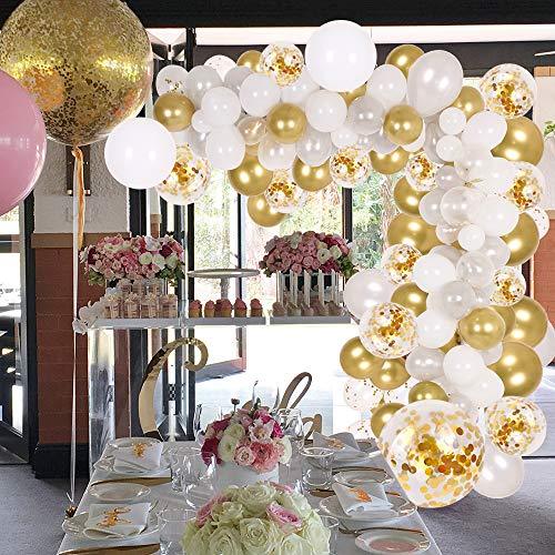 138Pcs Party Balloons Decoration Set, Gold Confetti & Silver & White & Transparent Balloons Garland for Bridal & Baby Shower, Wedding, Birthday - Decotree.co Online Shop