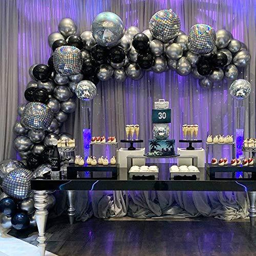 139pcs Black Silver Balloon Garland Arch Kit, 4D Disco Foil Balloons Silver Metallic Balloons Party Decorations - Decotree.co Online Shop