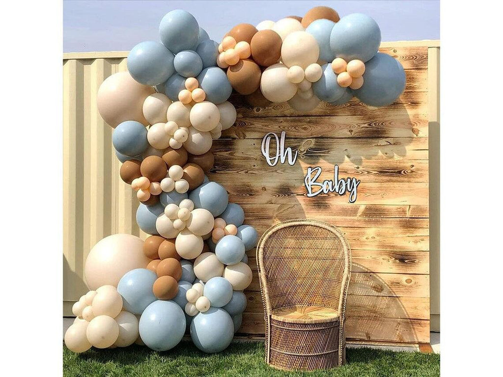 140Pieces Brown Coffee Blue Balloon Garland Arch Kit, Brown Coffee Blue Balloons Safari Wild One Teddy Bear Baby Shower Gender Reveal - Decotree.co Online Shop