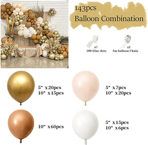 143pcs Party Balloon garland kit Peach Brown Balloons Party Decoration (143PCS- Coco Brown) - Decotree.co Online Shop