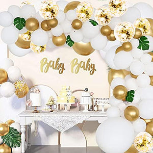 145pcs White and Gold Latex Balloons Kit for Shower, Wedding, Birthday, Anniversary, Engagements Party - Decotree.co Online Shop