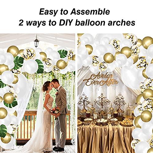 145pcs White and Gold Latex Balloons Kit for Shower, Wedding, Birthday, Anniversary, Engagements Party - Decotree.co Online Shop