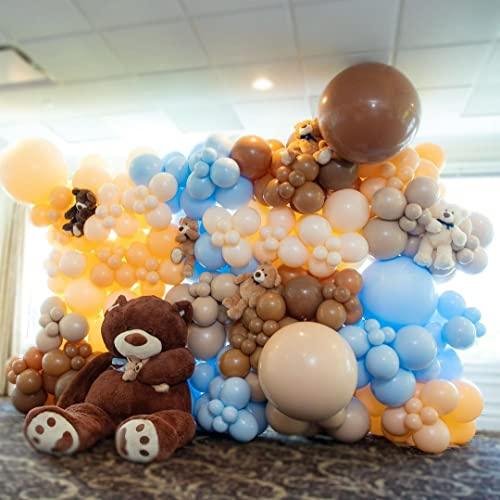 147 Pcs Blue Balloons Brown Garland Arch Kit Coffee Baby Blush Teddy Bear Themed Decorations - Decotree.co Online Shop