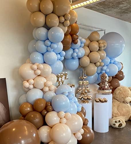 147 Pcs Blue Balloons Brown Garland Arch Kit Coffee Baby Blush Teddy Bear Themed Decorations - Decotree.co Online Shop