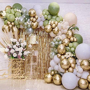 149 Sage Green And Gold Balloons Arch Kit Garland Decor Olive And Gold Balloons Baby Shower - Decotree.co Online Shop