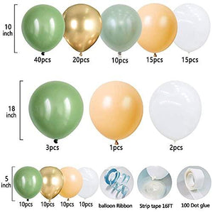 149 Sage Green And Gold Balloons Arch Kit Garland Decor Olive And Gold Balloons Baby Shower - Decotree.co Online Shop