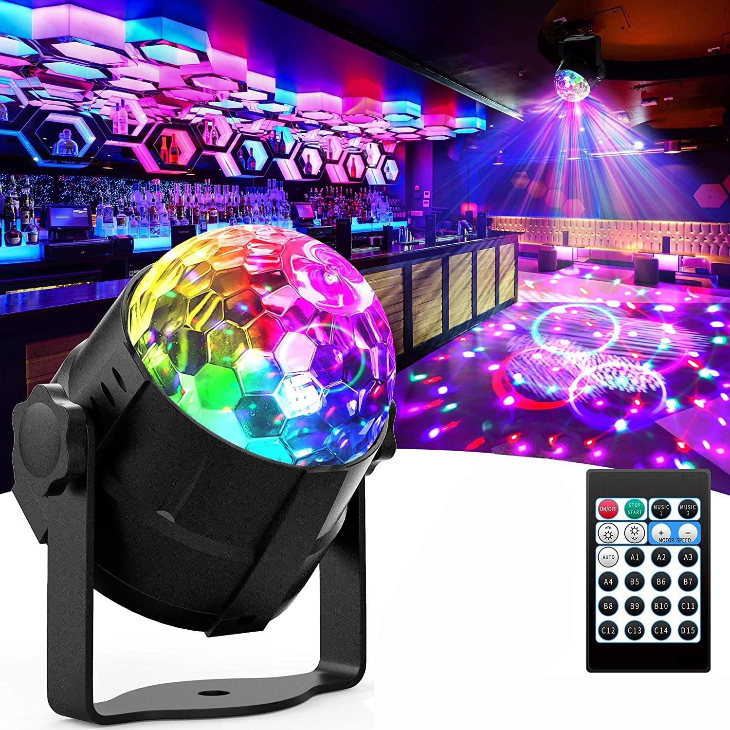 15 Colors Disco Light Ball, Sound Activated Strobe Light With Remote Control for Home Glow Birthday Wedding Parties - Decotree.co Online Shop