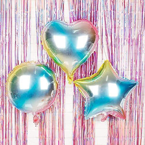 15 Pack 18" Assorted Heart Shaped Helium Foil Balloons Star Balloons Round Balloons Rainbow Colors Mylar Globos for Baby Shower Birthday Wedding Graduation - Decotree.co Online Shop