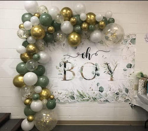 150pcs Olive Green Balloon Garland Arch Kit, Gold Confetti Balloons Sage Green Balloon and Gold Metallic Chrome Latex Balloons - Decotree.co Online Shop