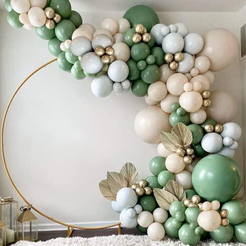 154pcs Avocado Green Balloon with Blush Balloons Gold Balloons and Macaron Gray Balloons for Wedding Birthday Party Baby Shower - Decotree.co Online Shop