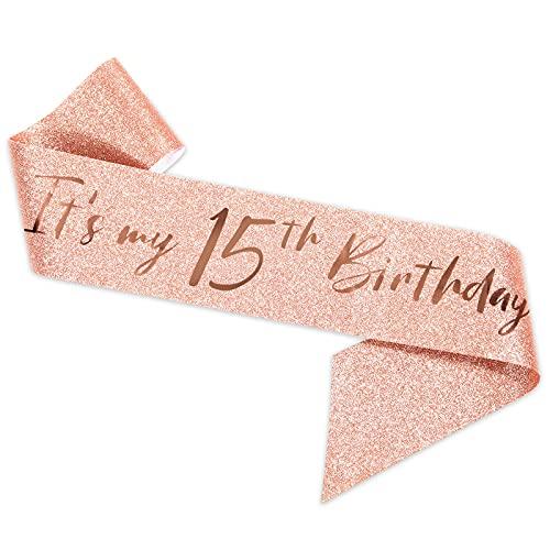 15th Birthday Sash and Tiara for Girls, Rose Gold Birthday Sash Crown 15 & Fabulous Sash and Tiara for Girls, 15th Birthday Gifts for Happy 15th Birthday Party Favor Supplies - Decotree.co Online Shop