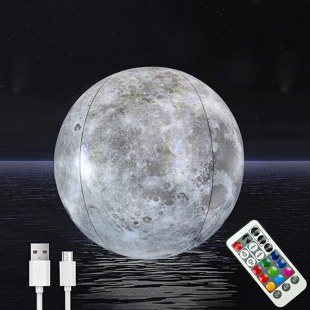 16'' Rechargeable Floating Pool Lights, Light Up Pool Toys Moon Light Ball - Decotree.co Online Shop