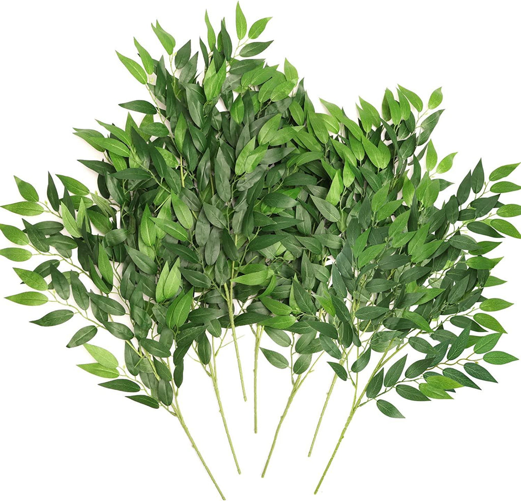 16pcs Italian Ruscus Greenery Stems, Artificial Green Leaf Garland Vines Hanging Spray for Wedding Arch - Decotree.co Online Shop