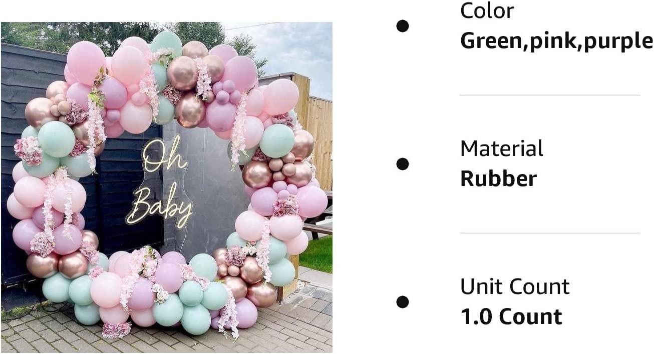 182pcs Rose Gold Pink Balloon Arch Kit Lavender Balloon Garland Latex Pastel Green Light Pink Purple Party Balloons for Bridal Shower - Decotree.co Online Shop