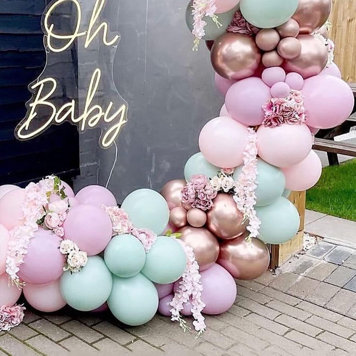 182pcs Rose Gold Pink Balloon Arch Kit Lavender Balloon Garland Latex Pastel Green Light Pink Purple Party Balloons for Bridal Shower - Decotree.co Online Shop