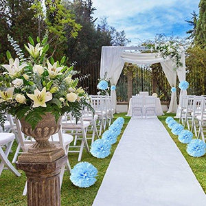 18pcs Tissue Hanging Paper Pom-poms, Hmxpls Flower Ball Wedding Party Outdoor Decoration Premium Tissue Paper Pom Pom Flowers Craft Kit (Blue & White), 8"/ 10"/ 12" - Decotree.co Online Shop