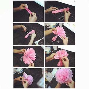 18pcs Tissue Hanging Paper Pom-poms, Hmxpls Flower Ball Wedding Party Outdoor Decoration Premium Tissue Paper Pom Pom Flowers Craft Kit (Blue & White), 8"/ 10"/ 12" - Decotree.co Online Shop