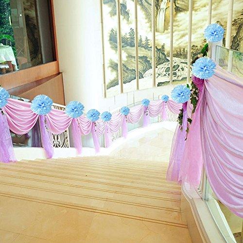 18pcs Tissue Hanging Paper Pom-poms, Hmxpls Flower Ball Wedding Party Outdoor Decoration Premium Tissue Paper Pom Pom Flowers Craft Kit (Blue & White), 8"/ 10"/ 12" - Decotree.co Online Shop