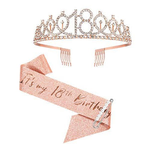 18th Birthday Sash and Tiara for Girls, Rose Gold Birthday Sash Crown 18 & Fabulous Sash and Tiara for Girls, 18th Birthday Gifts for Happy 18th Birthday Party Favor Supplies - Decotree.co Online Shop