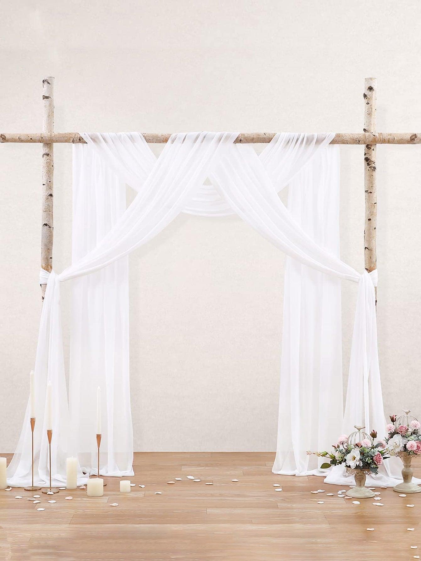 1pc Plain Decorative Background Cloth, 1.6x6m White Party Backdrop For Wedding - Decotree.co Online Shop