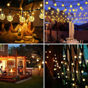 2-Pack 100 LED 64FT Crystal Globe Solar String Lights Outdoor, Waterproof Solar Outdoor Lights with 8 Lighting Modes - Decotree.co Online Shop