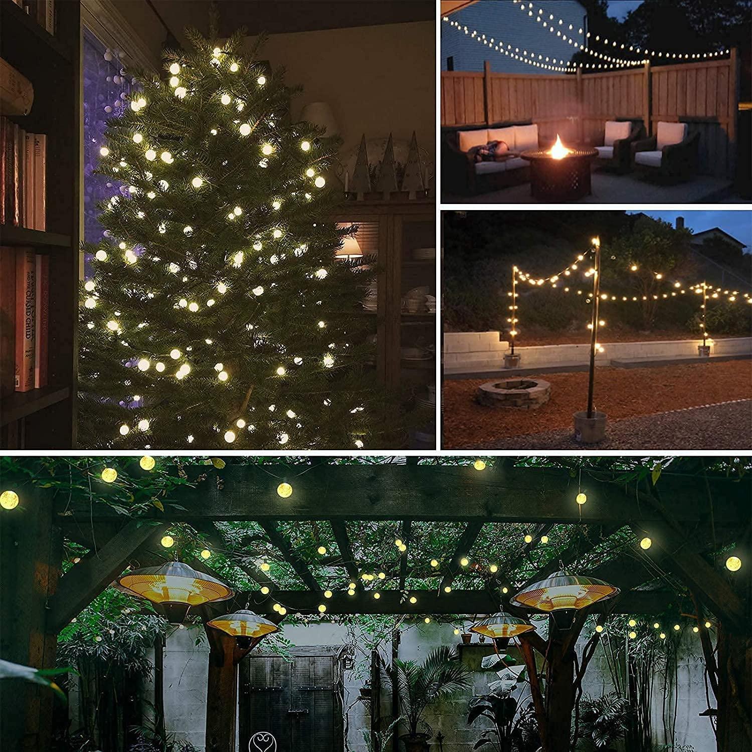 2-Pack 100 LED 64FT Crystal Globe Solar String Lights Outdoor, Waterproof Solar Outdoor Lights with 8 Lighting Modes - Decotree.co Online Shop