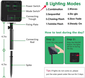 2-Pack 100 LED 64FT Crystal Globe Solar String Lights Outdoor, Waterproof Solar Outdoor Lights with 8 Lighting Modes - Decotree.co Online Shop