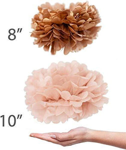 20 PCS Dusty Pink, Rose Gold, Ivory, Pastel Grey, Tissue Paper Pom Poms Kit, 14", 10", 8", 6", Tissue Paper Flowers for Wedding, Birthday, Bridal Shower - Decotree.co Online Shop