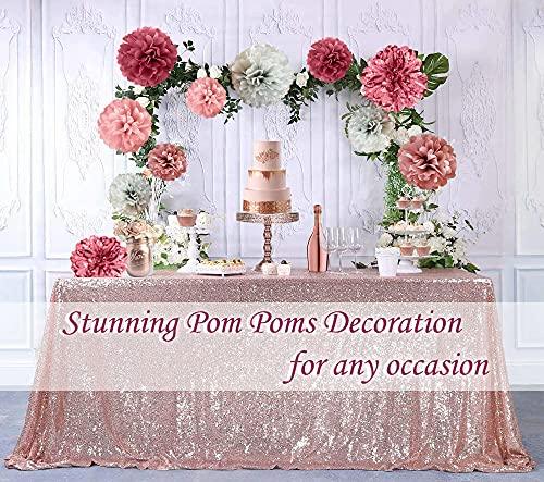 20 PCS Pink Rose Gold Party Decoration - Tissue Paper Pom Poms - Birthday Party Decoration - Decotree.co Online Shop