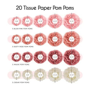 20-Piece Party Decoration Kit Hanging Tissue Paper Pom Poms for Weddings and Other Special Occasions - Decotree.co Online Shop