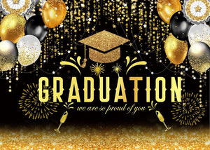 2023 Class Graduation Photography Backdrop Black Gold Glitter Graduation Party Background 2023 Congrats Grad - Decotree.co Online Shop