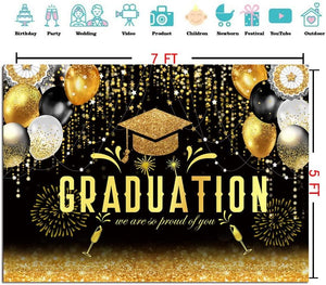 2023 Class Graduation Photography Backdrop Black Gold Glitter Graduation Party Background 2023 Congrats Grad - Decotree.co Online Shop